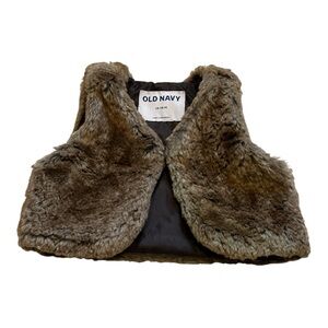 OLD NAVY Faux Fur Kids Vest Size 12 - 18 Months Brown Coastal Cowgirl